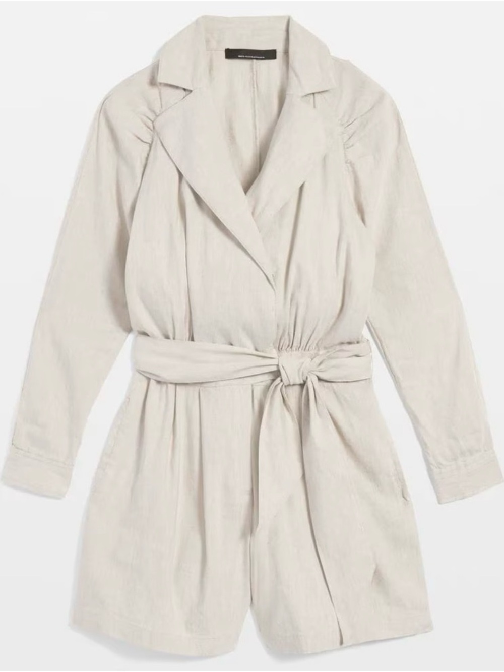WHBM NWT Linen-Blend Short Romper Flex Natural
